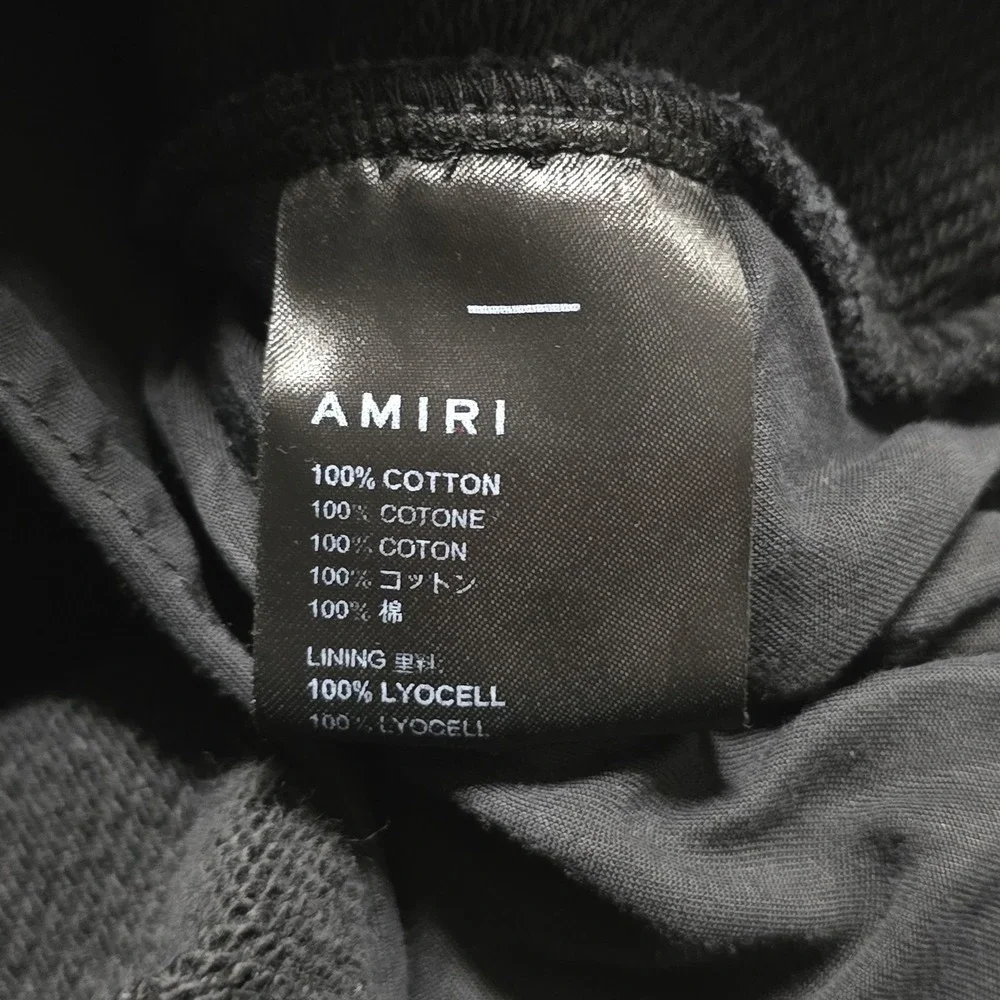 AMIRI Designer Black Multicolor MA Drip Sweat Shorts Mens Large 32 Zip Pockets